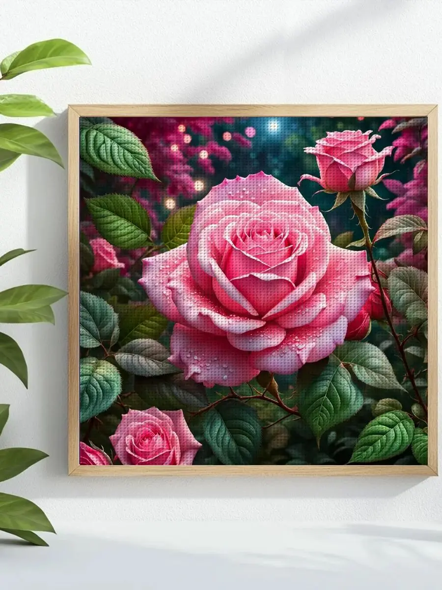 1 Stück 40X40CM/15,74 Zoll Blumenmuster Kreuzstich-Set DIY-Set 11CT/14CT DIY Stickset Zubehör für Kreuzstich-Set – Detail 1