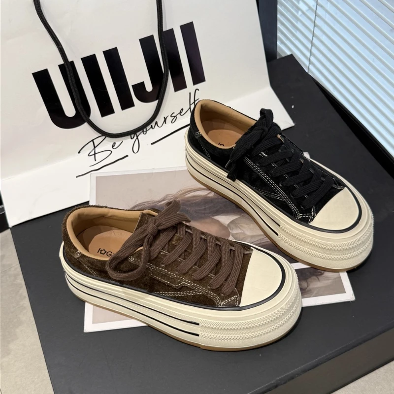 

Original Designer Brand New All-build Thick Sole Abrasive Leather Casual Shoes for Women Hot Selling