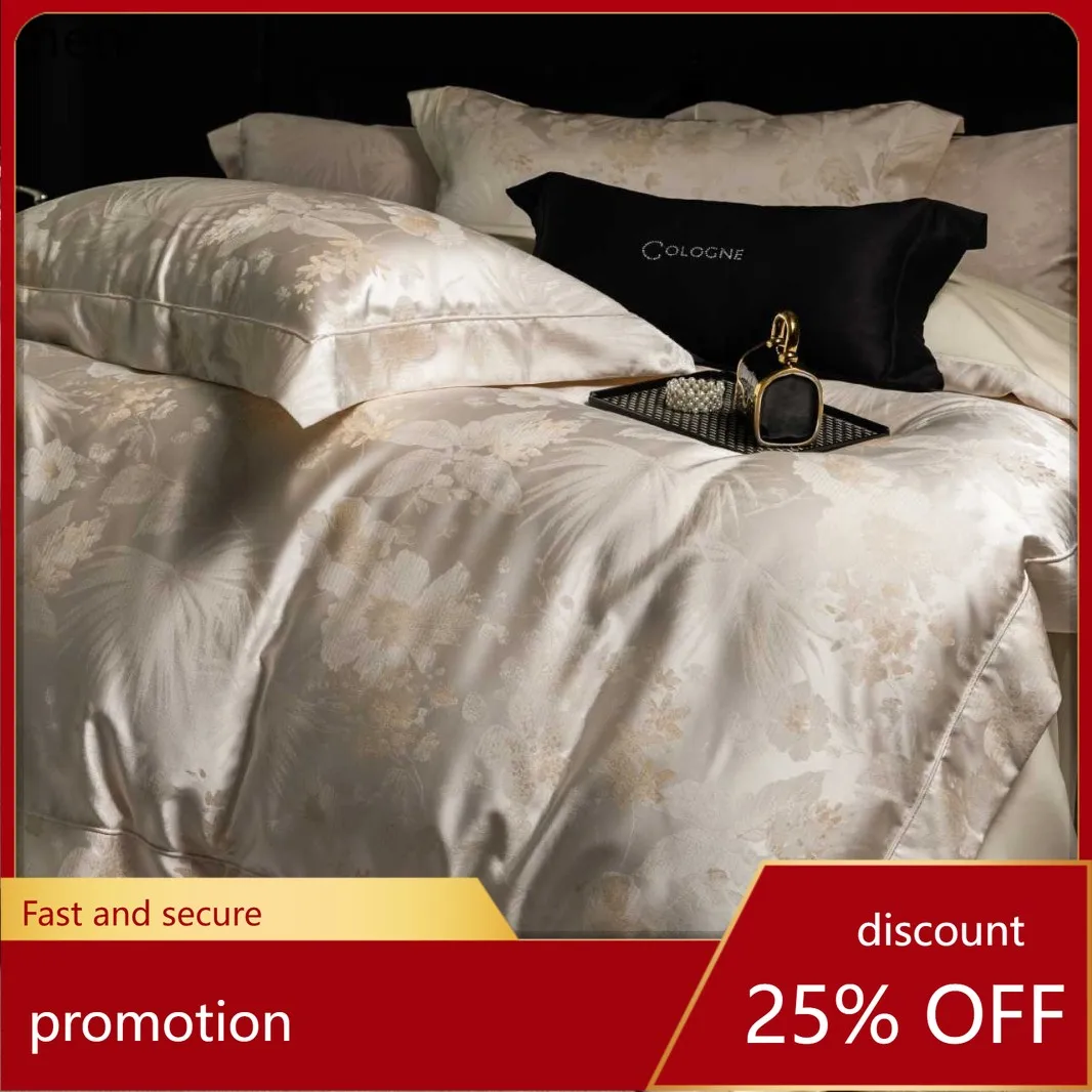 

YFY yarn-dyed jacquard four-piece bedding set - soft & skin-friendly, ideal for villas & model homes - duvet cover, bedding
