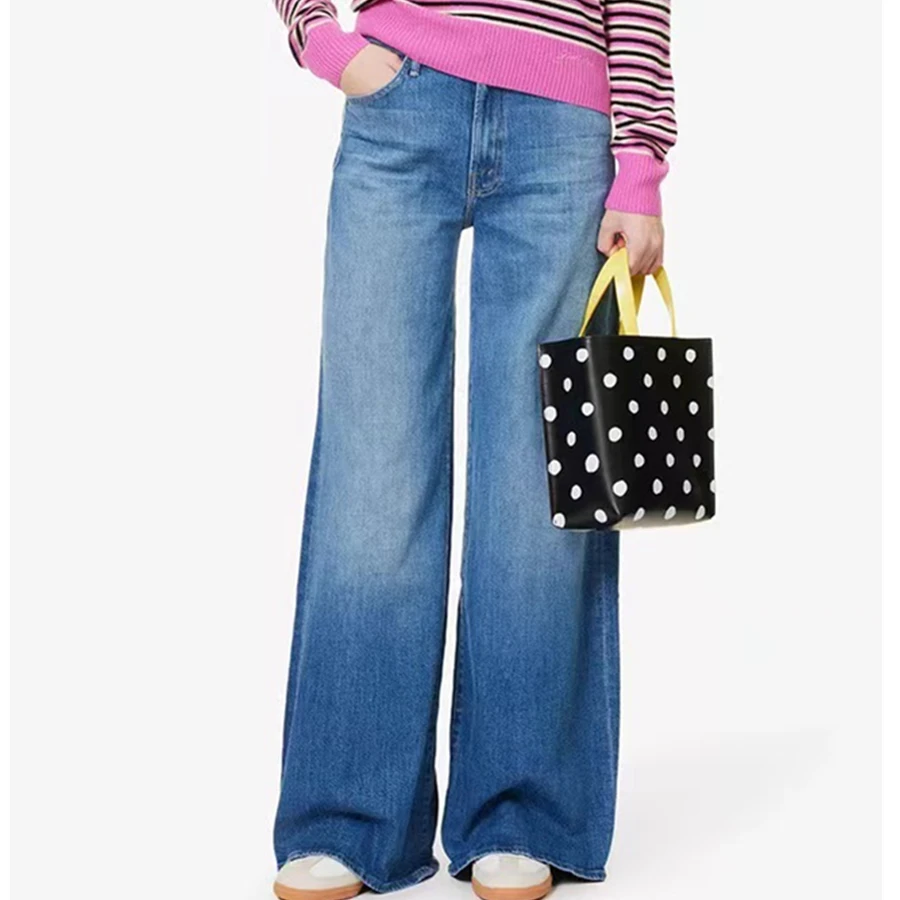 

Maxdutti Woman Clothes French Elegant Commuting Casual Soft And Lightweight High Waisted Wide Leg Flared Denim Pants For Women