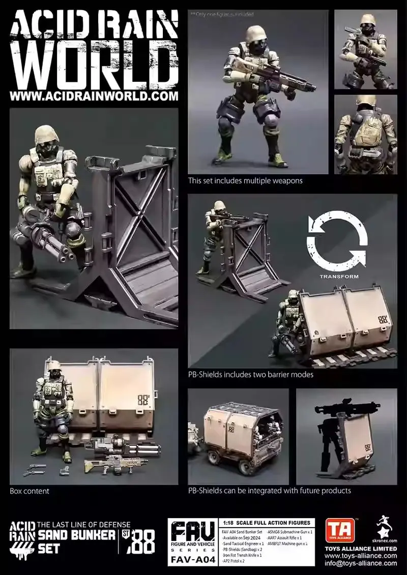 Acid Rain War Fav-A04 Fav-A10 Maßstab 1:18, Sand Steel Castle Field Defensive Komplettset, 3,75-Zoll-Actionfigur, Spielzeug auf Lager