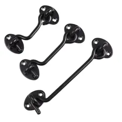 Black Stainless Steel Window Lock With Safety Switch Cabin Window Hook Door Eye Latch Silent Catch Holder with Screws