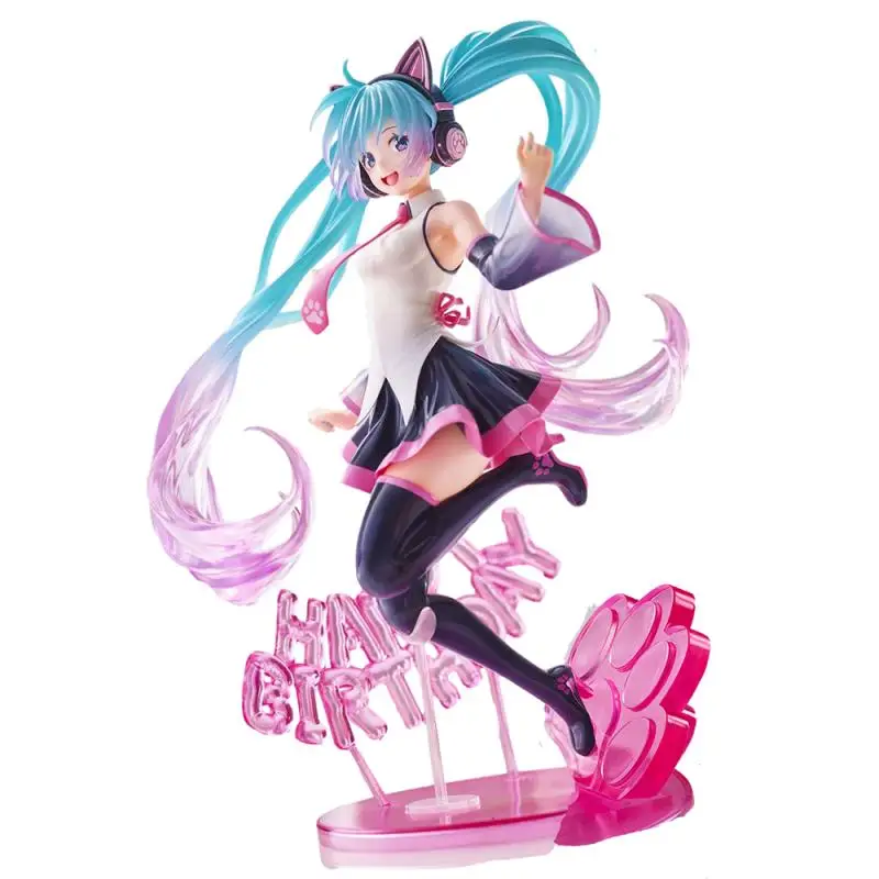 23cm Genuine TAITO Artist VOCALOID Hatsune Miku Cat ears Anime Action Figure Model Toys Gift for Birthday