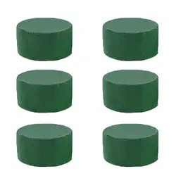 Green Floral Foam, 6PCS Round Floral Foam Brick, Dry Floral Foam Blocks, Artificial Flower Mud D IY Flower Arrangement Kit