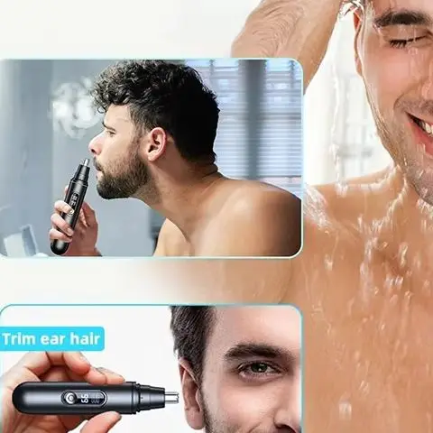 Rechargeable Electric Nose Hair Trimmer for Men Professional Ear Clipper with LED Display Portable Hair Removal Tool