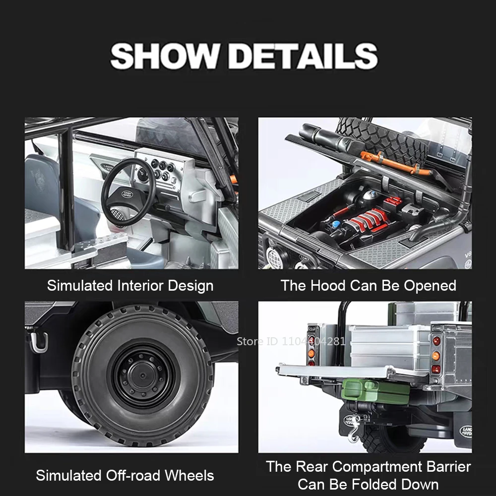 1:24 Land Rover Defender 110 Mitsubishi Delica Auto Giocattoli Pressofuso Modello Pneumatici In Gomma Porte Aperta Ruota Tirare Indietro Veicolo Regalo Del Capretto