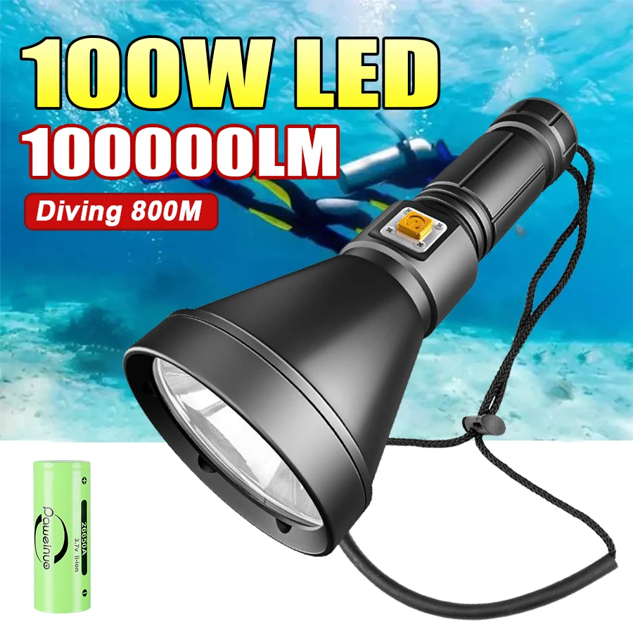 Professional Super Powerful 10000LM Led Scuba Diving IPX8 Waterproof Flashlight Diver Light LED Underwater Torch Lamp Lantern