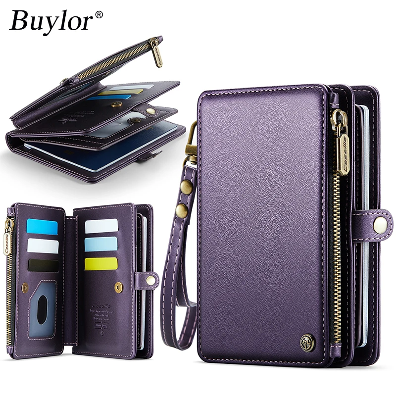 Buylor Multi Functional Passport Bag Universal 2-In-1 Photo Clip Wallet Magnetic Mini Card Holder Bag Rfid Zipper Bag Card Cover