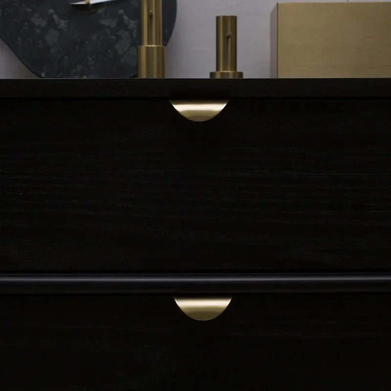 Modern Minimalist Brass Flush Cabinet Pulls Invisible Gold Drawer Knobs for Kitchen Wardrobe Bathroom Furniture Decoration