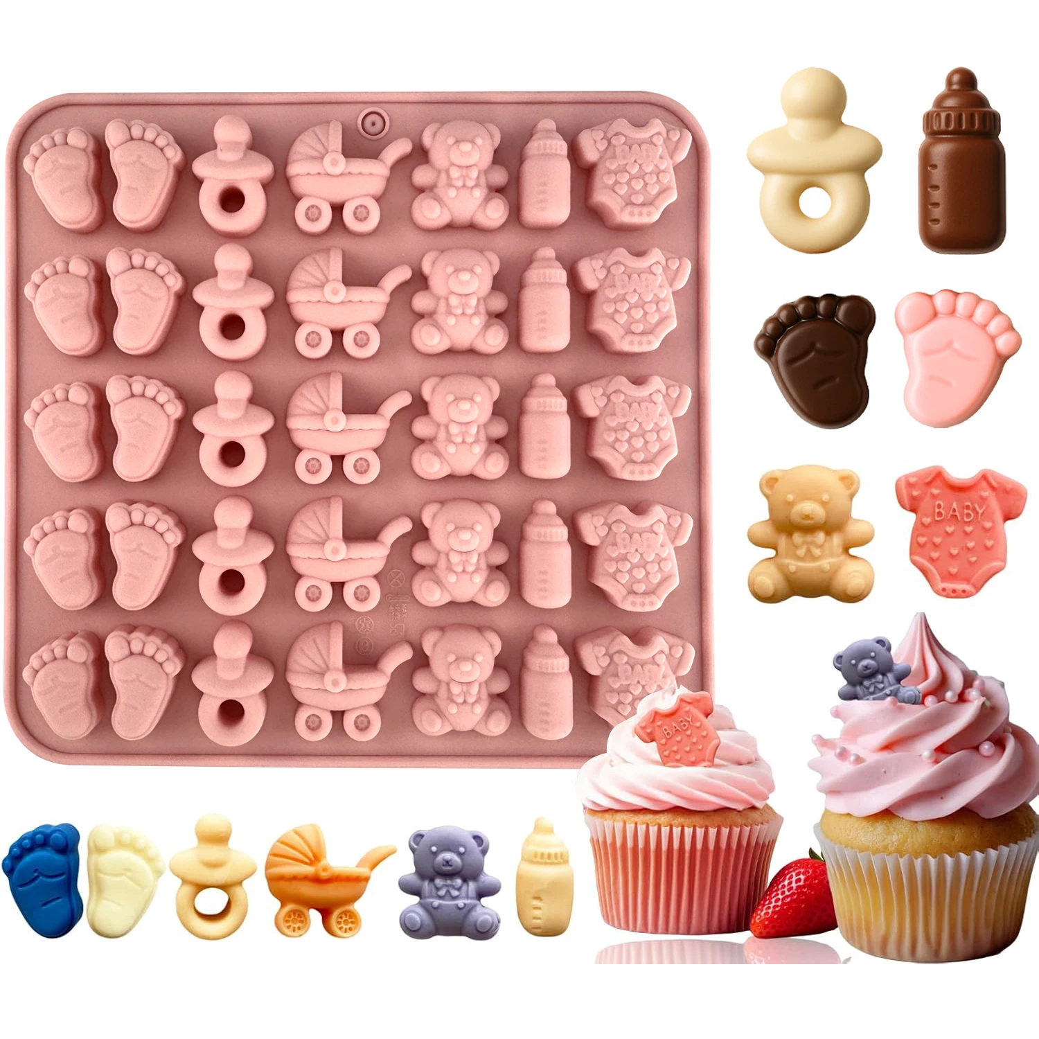 1 Uds. Molde de silicona de dibujos animados para bebé, molde para hacer dulces suaves, decoración para hornear pasteles, molde para dulces y Chocolate