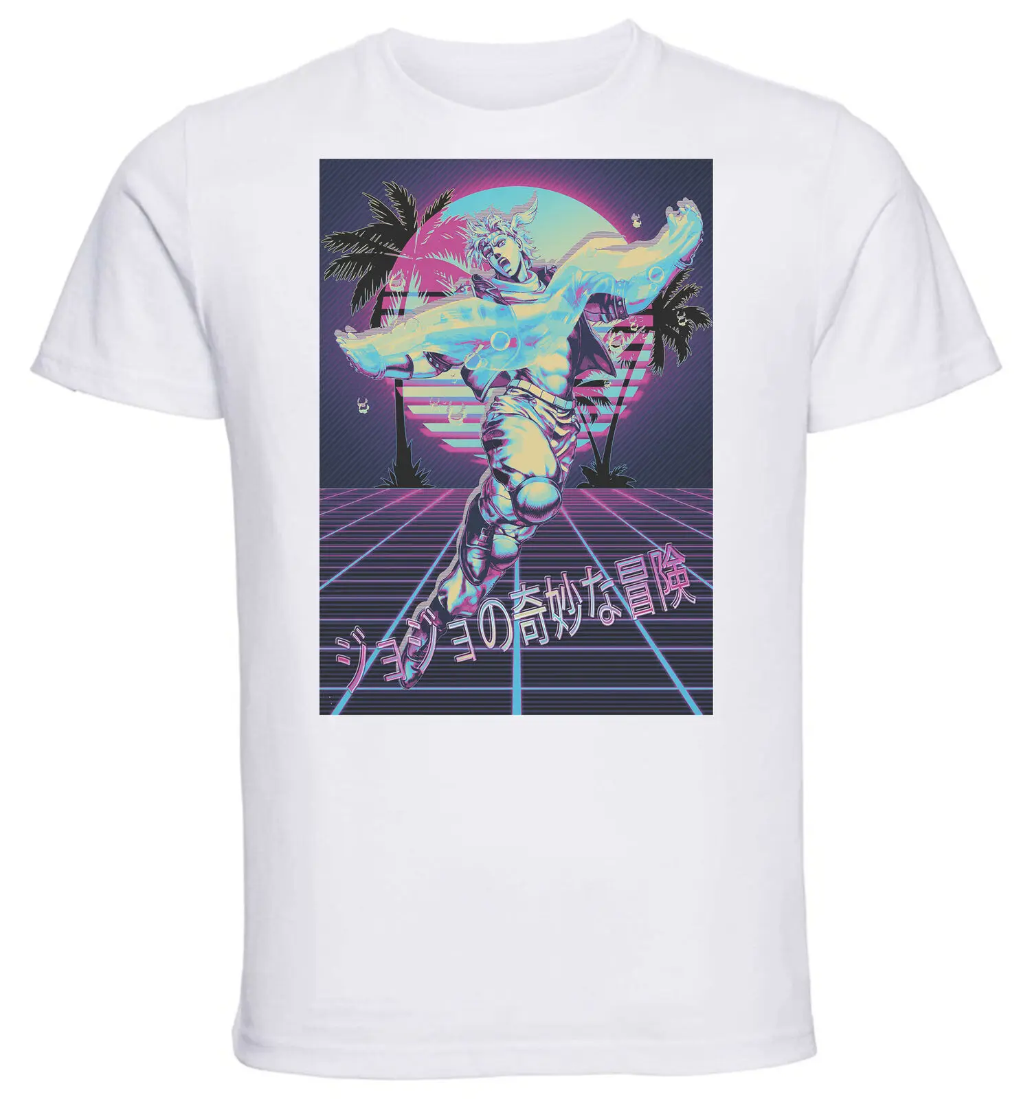 

White TShirt Vaporwave 80s Style Jojo Caesar Anthonio Zeppeli Unisex clothing