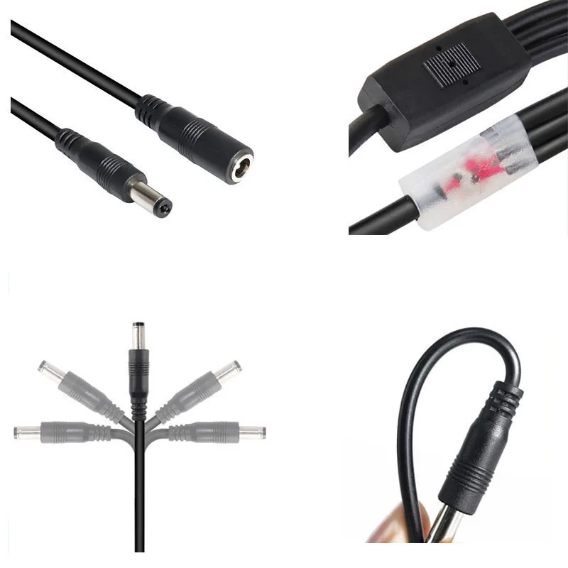 1 DC Female To 2/3/4 way Male Splitter Connector Cable plug 45cm 5.5x2.5mm 5A Power supply Cord adapter for LED Strip Camera L1