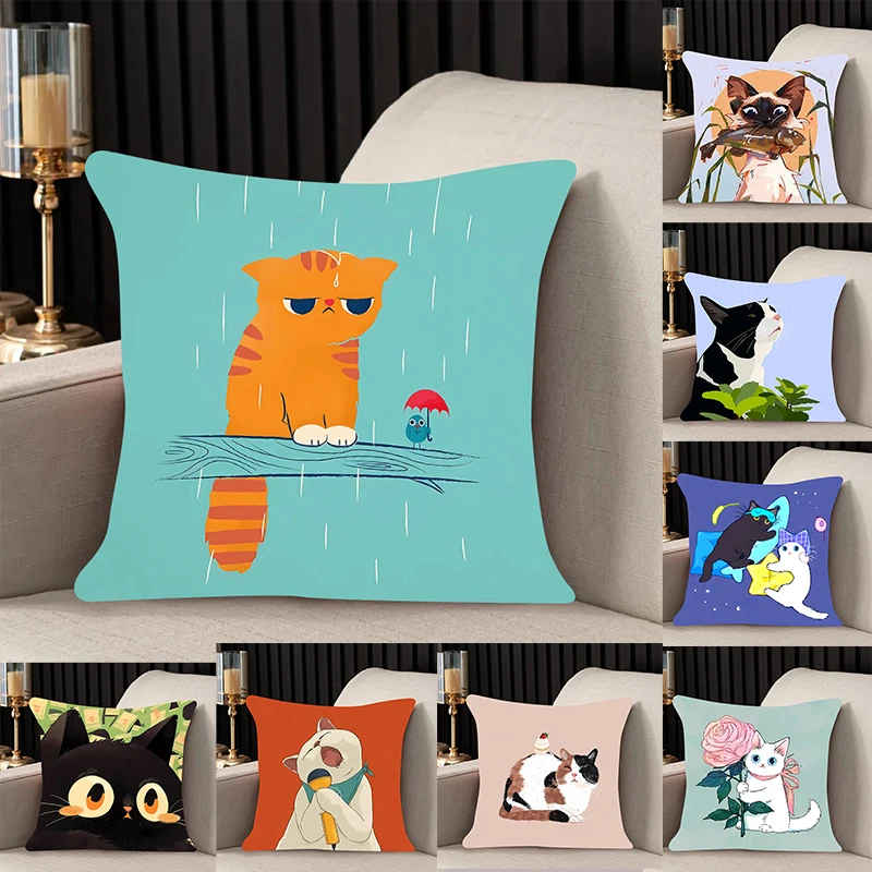 

home decor Pillow Cover kitty iving room bedroomo office car 45x45 Dakimakura Throw Pillows Square Pillowcase Decor Kawaii style