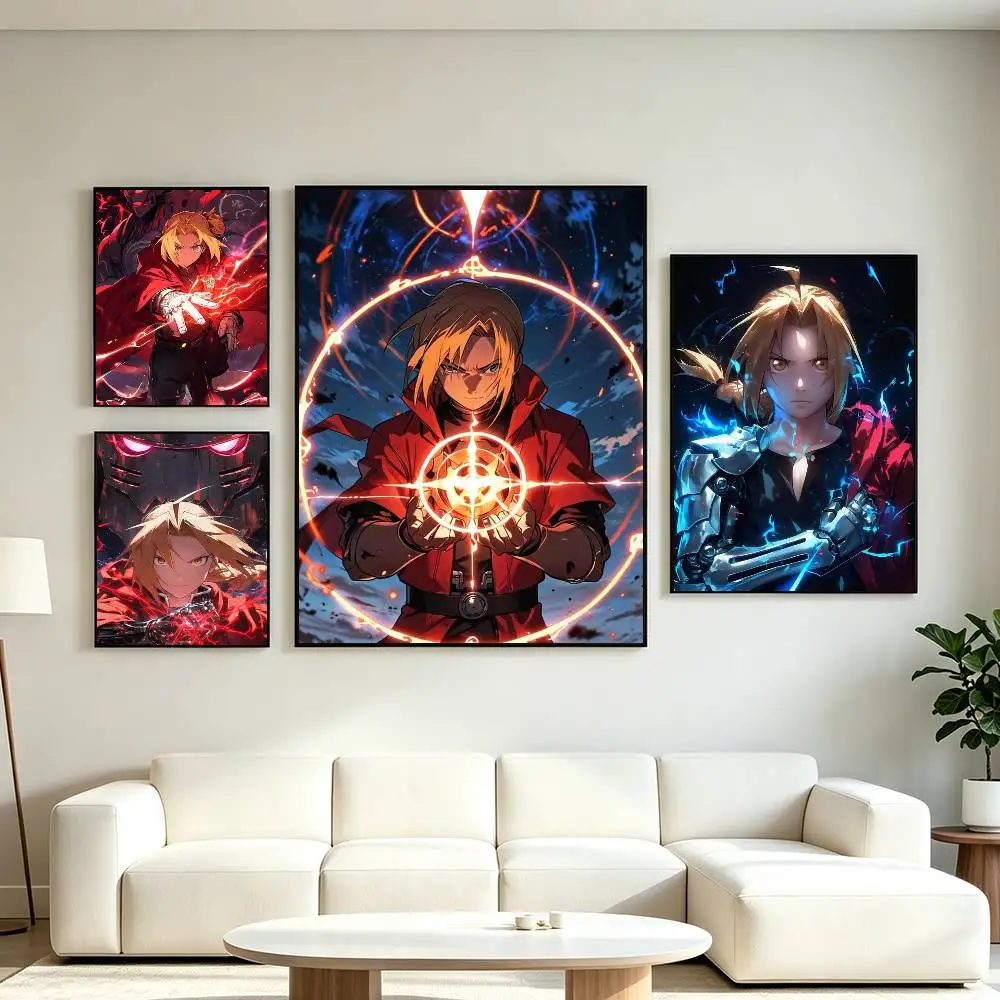 Edward Elric Poster Waterproof Wall Art Sticker For Bar Living Room Vintage Decor High Quality Print Gift