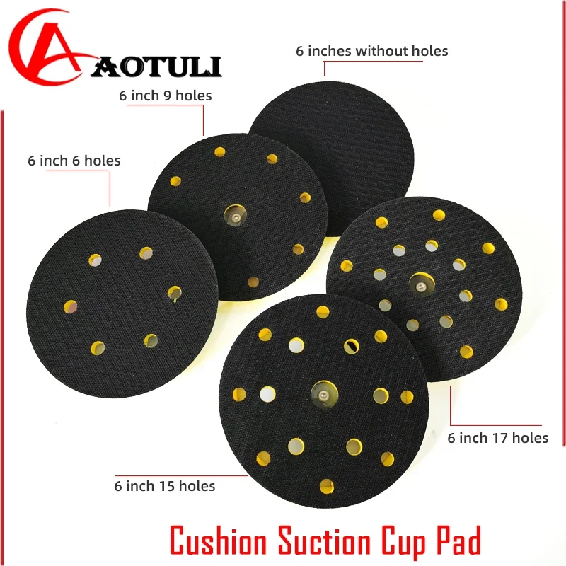 Cushion Suction Cup Pad 6 inch 6/9/15/17 Hole Flocking Polishing Sanding Discs Hook Loop Plate Sandpaper Holder Sticky Disk