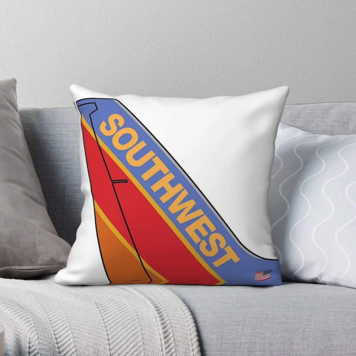 Southwest Airlines Canyon Blue Square Pillowcase Polyester Linen Velvet Creative Zip Throw Pillow Case Home Cushion Case 45x45