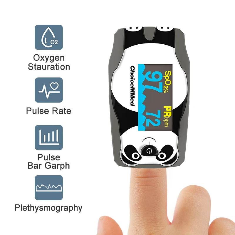 ChoiceMMed Pediatric Finger Pulse Oximeter Blood Oxygen Saturation Meter Heart Rate Monitor Child Pulse Oxiometer OLED Oximetro