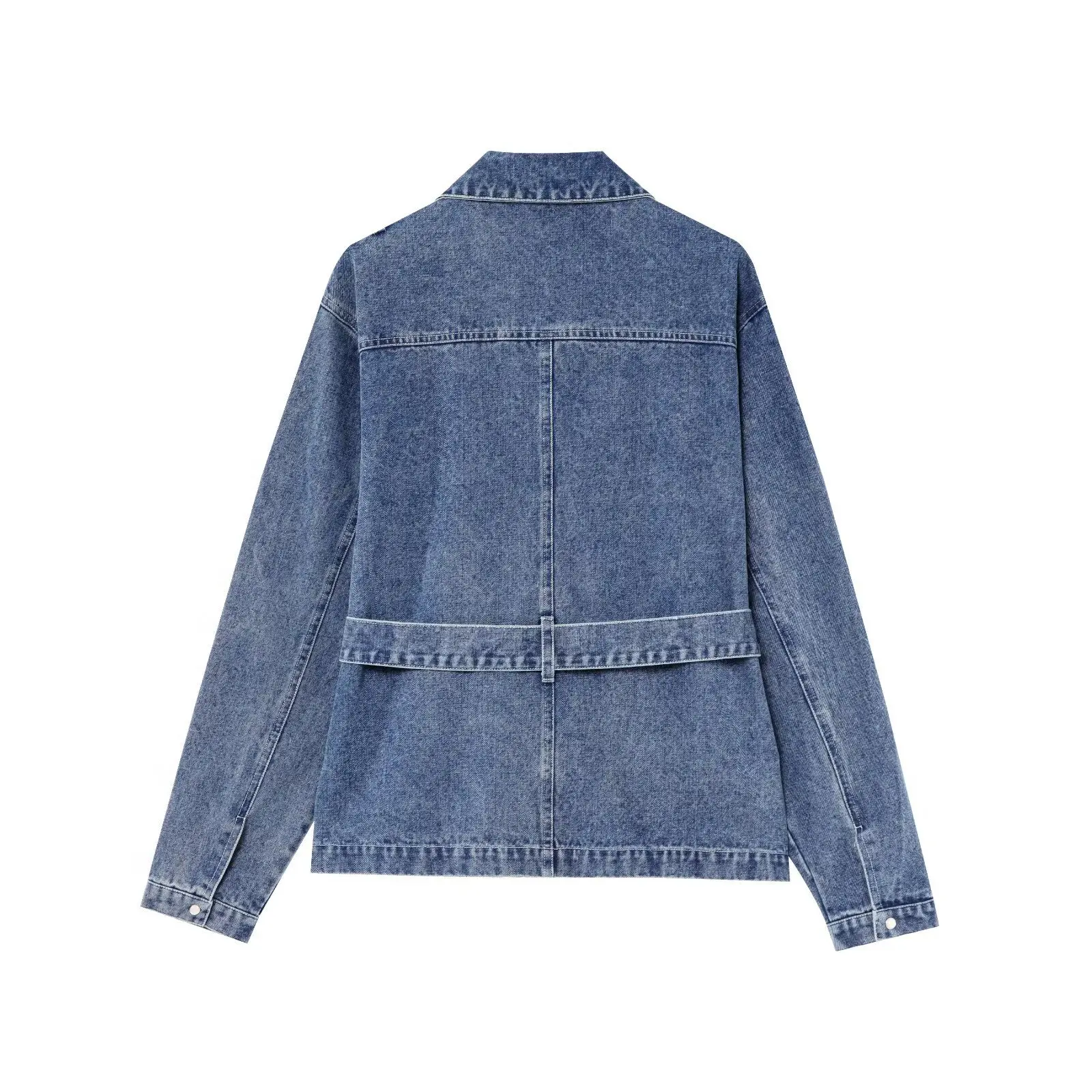 Giacca di jeans da donna Primavera Estate Stile europeo americano Manica lunga Cintura in vita Top L420554