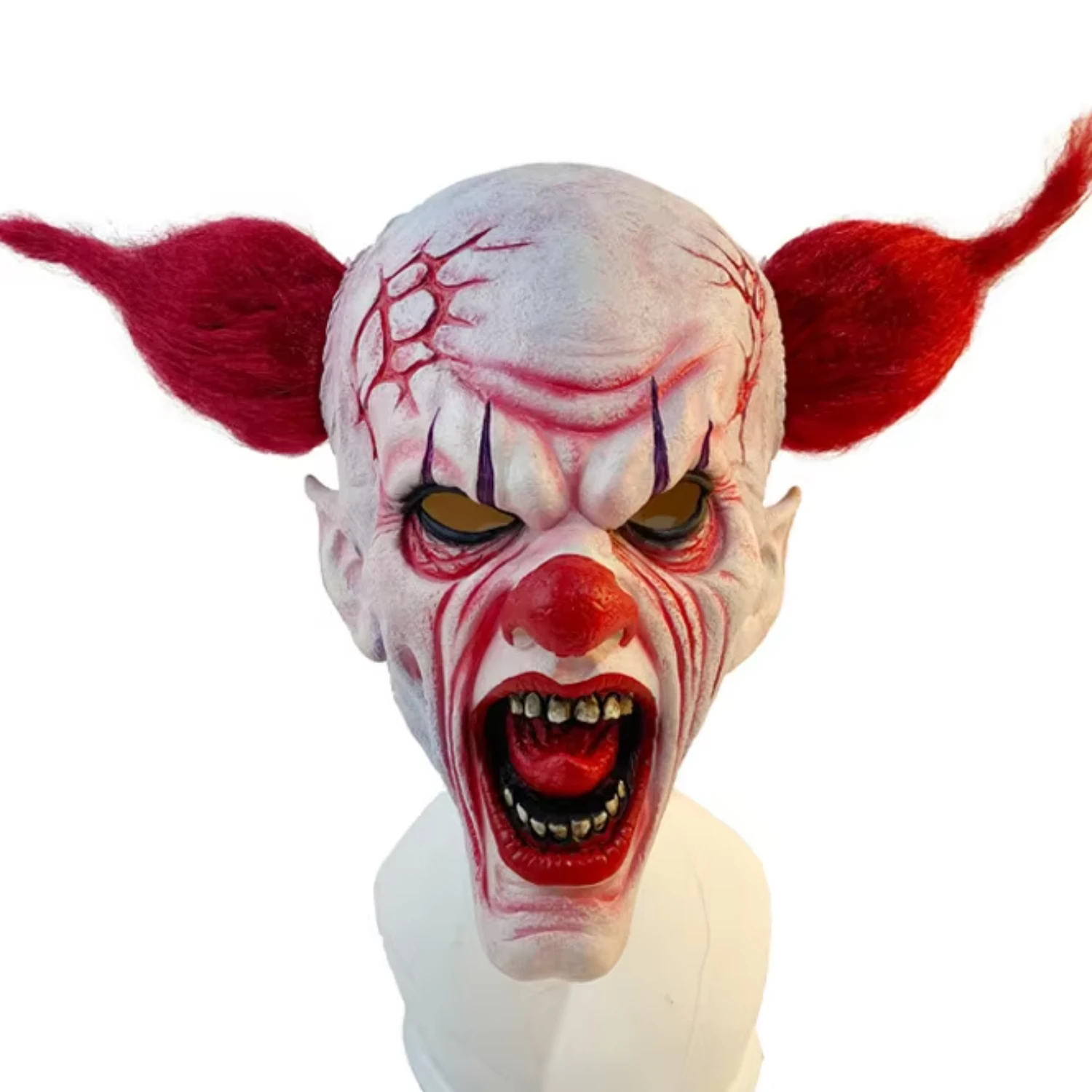 

Halloween cosplay colorful scary clown mask with long hair latex head cover party party novelties