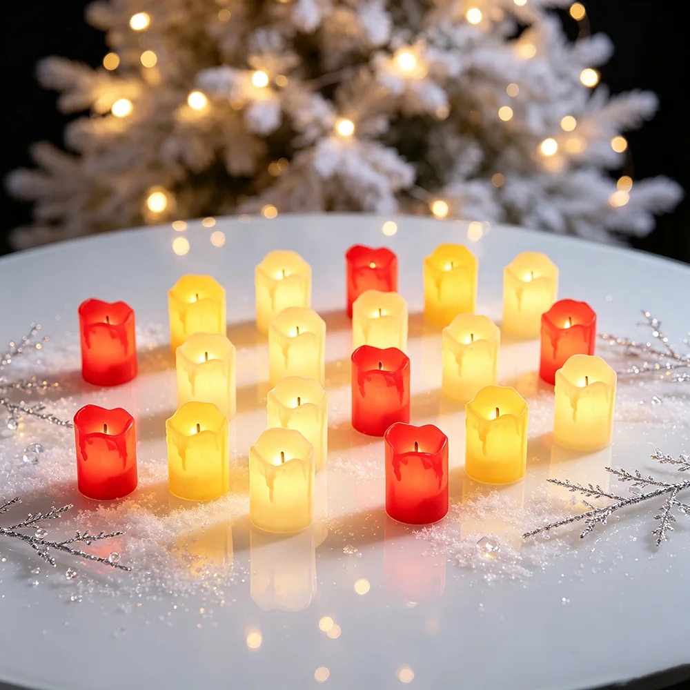 4/6/12pcs Simulation Teardrop Tea Wax Lamp, Christmas Festival Wreath Wedding Birthday Party Desktop Window Window Decoration