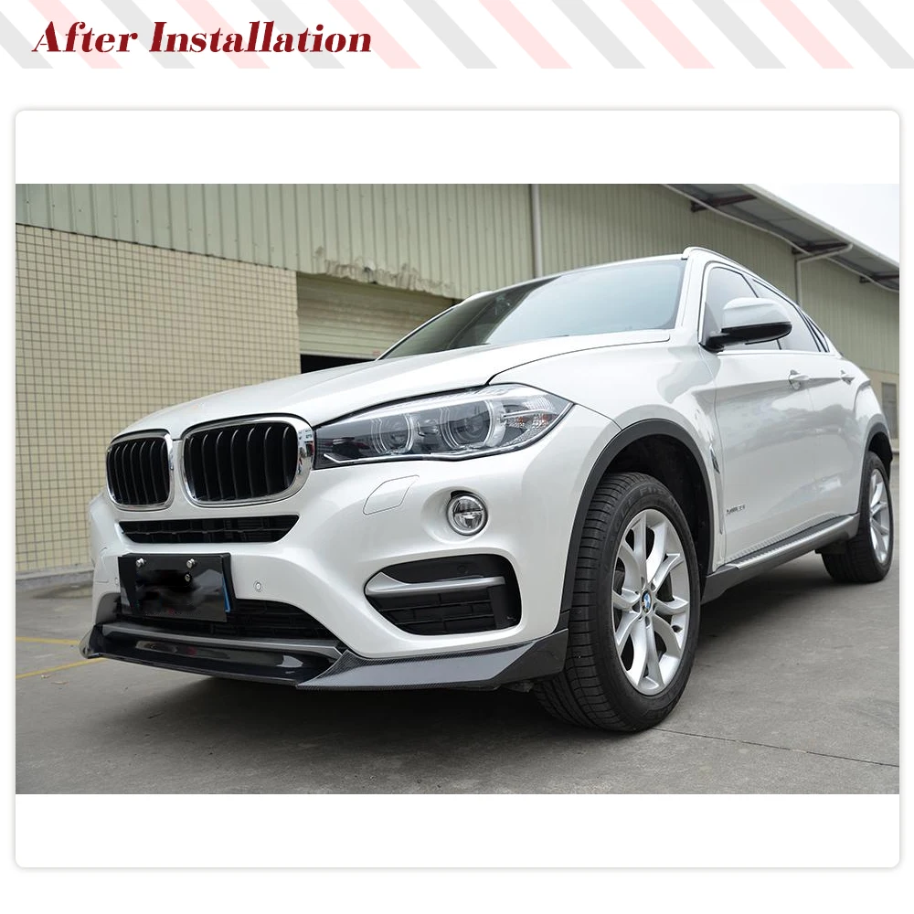 Car Front Bumper Lip Splitters Spoiler for BMW F16 X6 XDrive Sport Utility Standard Bumper 2014-2018 Carbon Fiber Body Kits