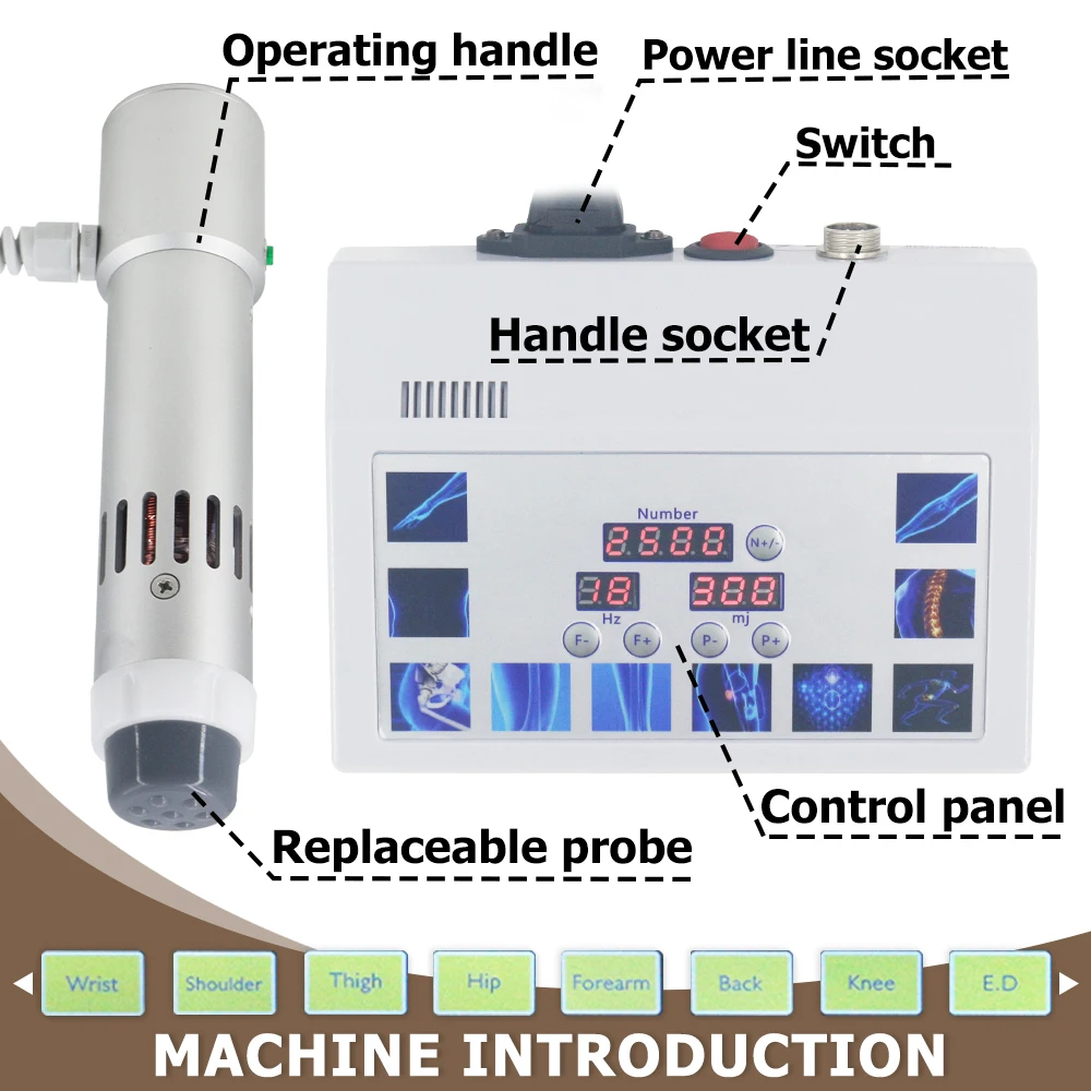 300MJ Shockwave Therapy Machine Pain Relief Therapy Physiotherapy Professional Shock Wave Equipment Neck Pain Deep Body Massage