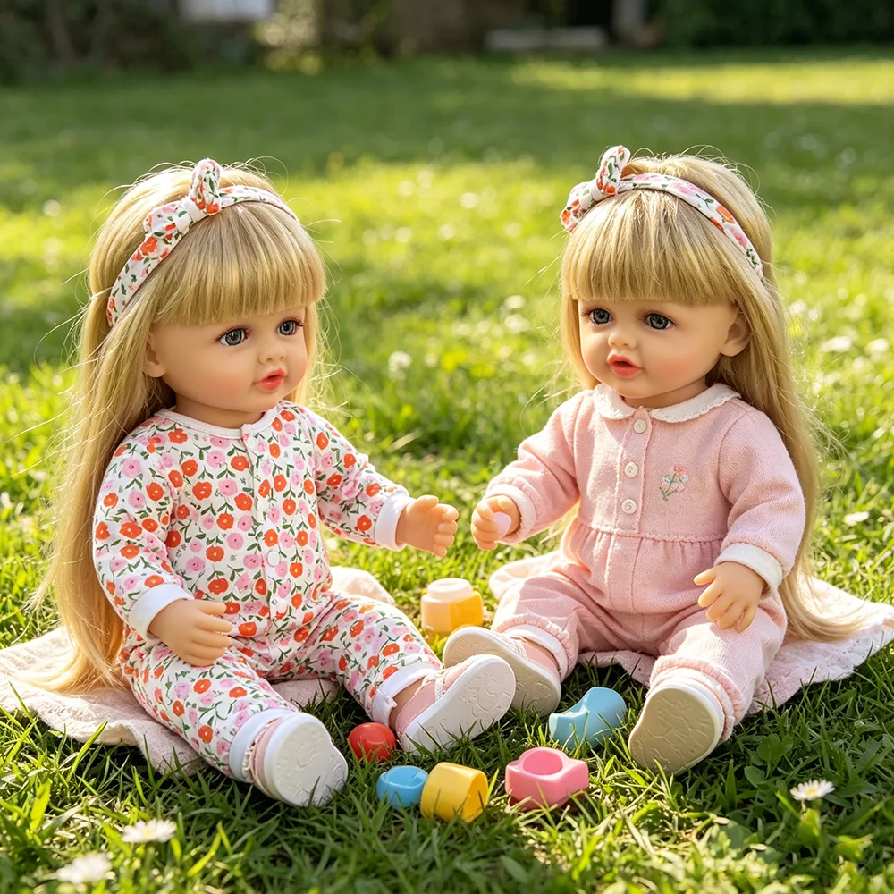 20 inch doll girl flower series jumpsuit with headband, suitable for doll spring and summer clothing, doll holiday gift