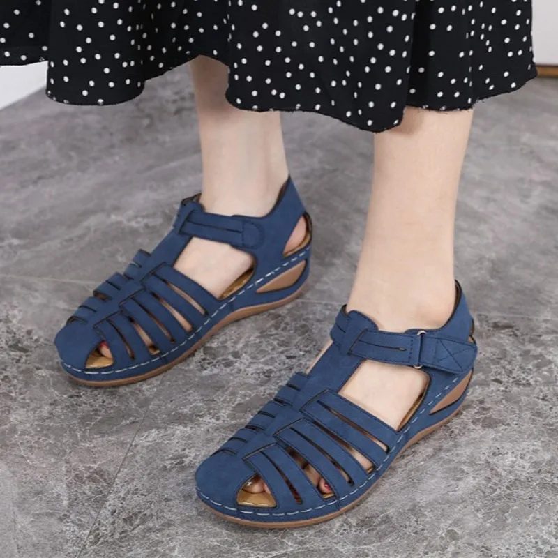 

42 Size Roman Women's Sandals Comfort Wedge Heel Soft Sole Woman's Shoes Non-slip Lightweigh Bag Head Sandals Sandalias De Mujer