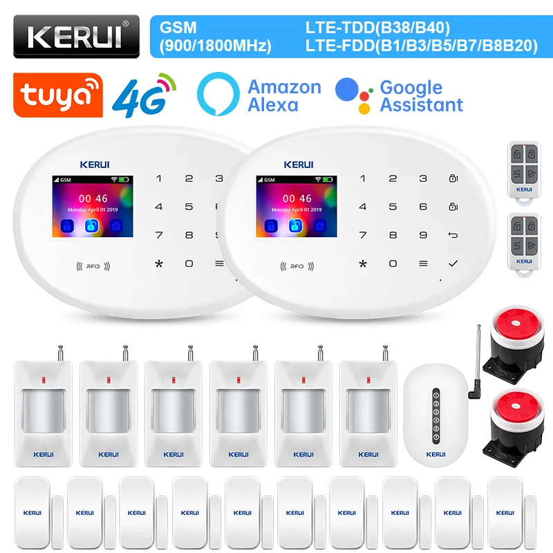 

KERUI W204 WIFI 4G Alarm System 433Mhz GSM Home Security Tuya Smart APP Remote Control 8 Language Switch Anti Theft Alarm Kit