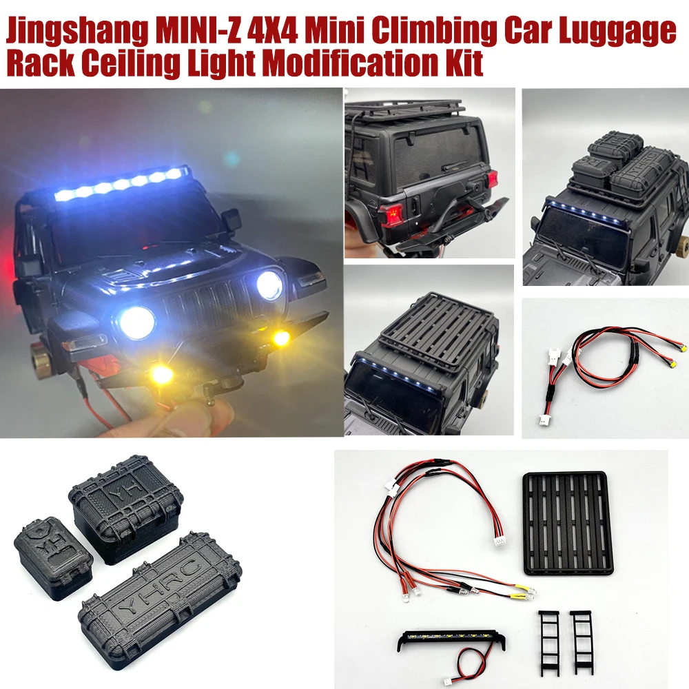 9 Jingshang MINI-Z 4X4 Mini Climbing Car Luggage Rack Ceiling Light Modification Kit Suitable for Wrangler Model