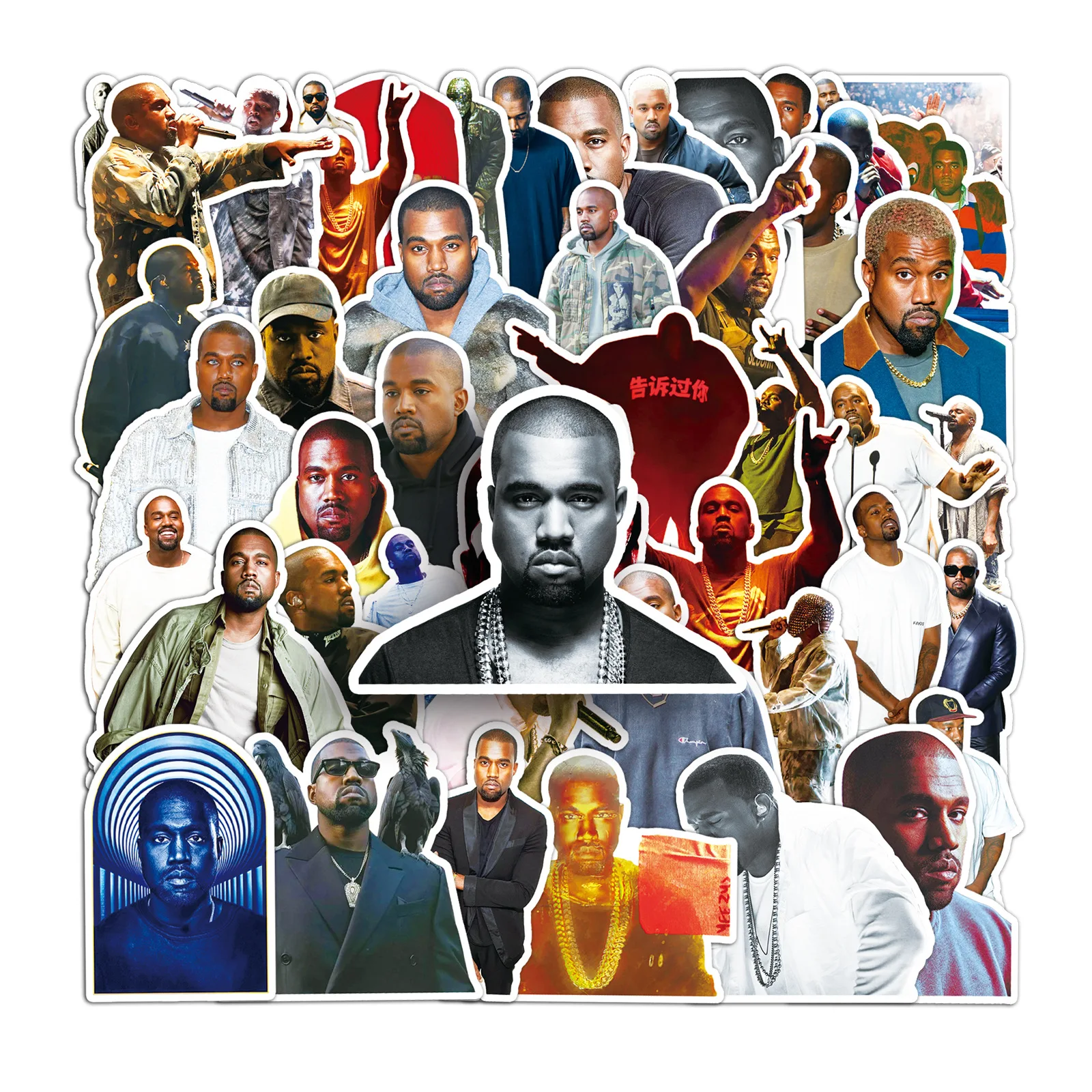 50 sztuk Kanye naklejki kanye west naklejki DIY Scrapbooking telefon bagaż deskorolka wodoodporne naklejki
