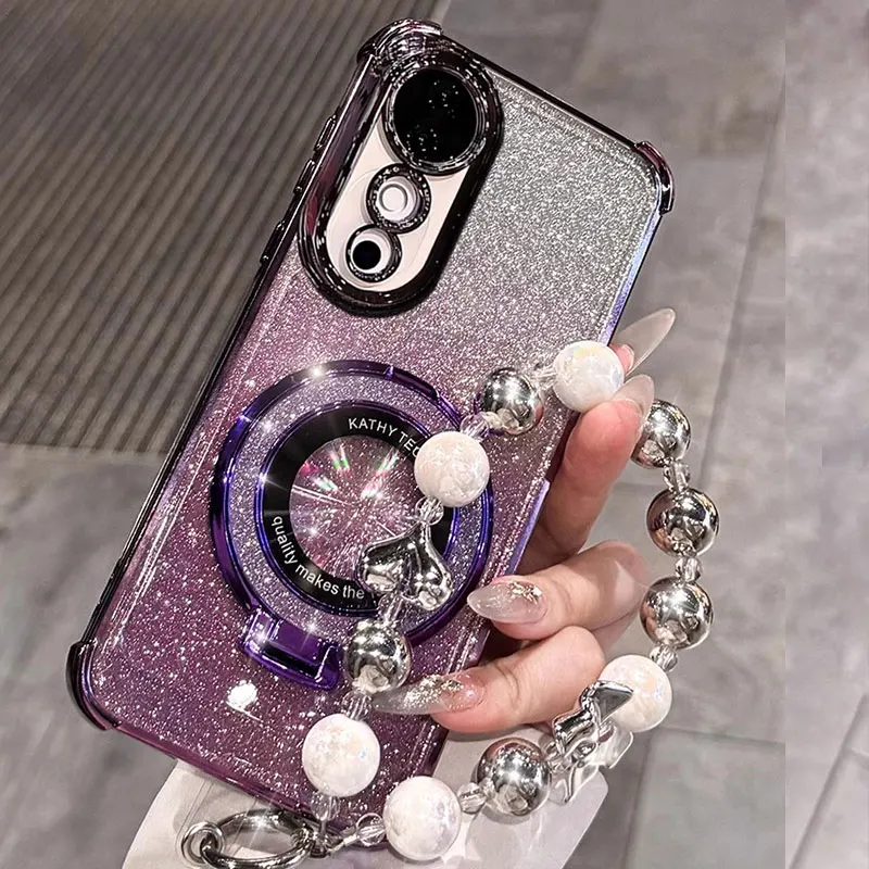 V 40 30 Bracelet Ring Shockproof Case for Vivo V40 V30 V27 pro Y15S Y16 Y18 Y21 Y22 S Y77 5G Glitter Stand Holder Cover v40pro