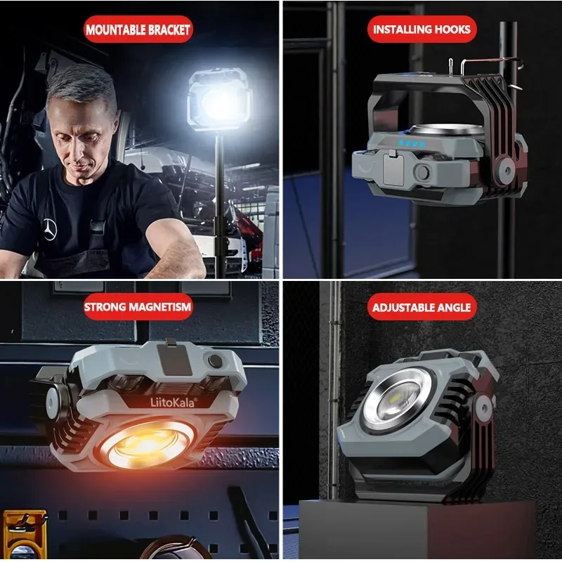 786 Work lights1500LM COB Floodlight ABS+TPRt  1600LM Spotlight Stepless Dimming Camping ligh