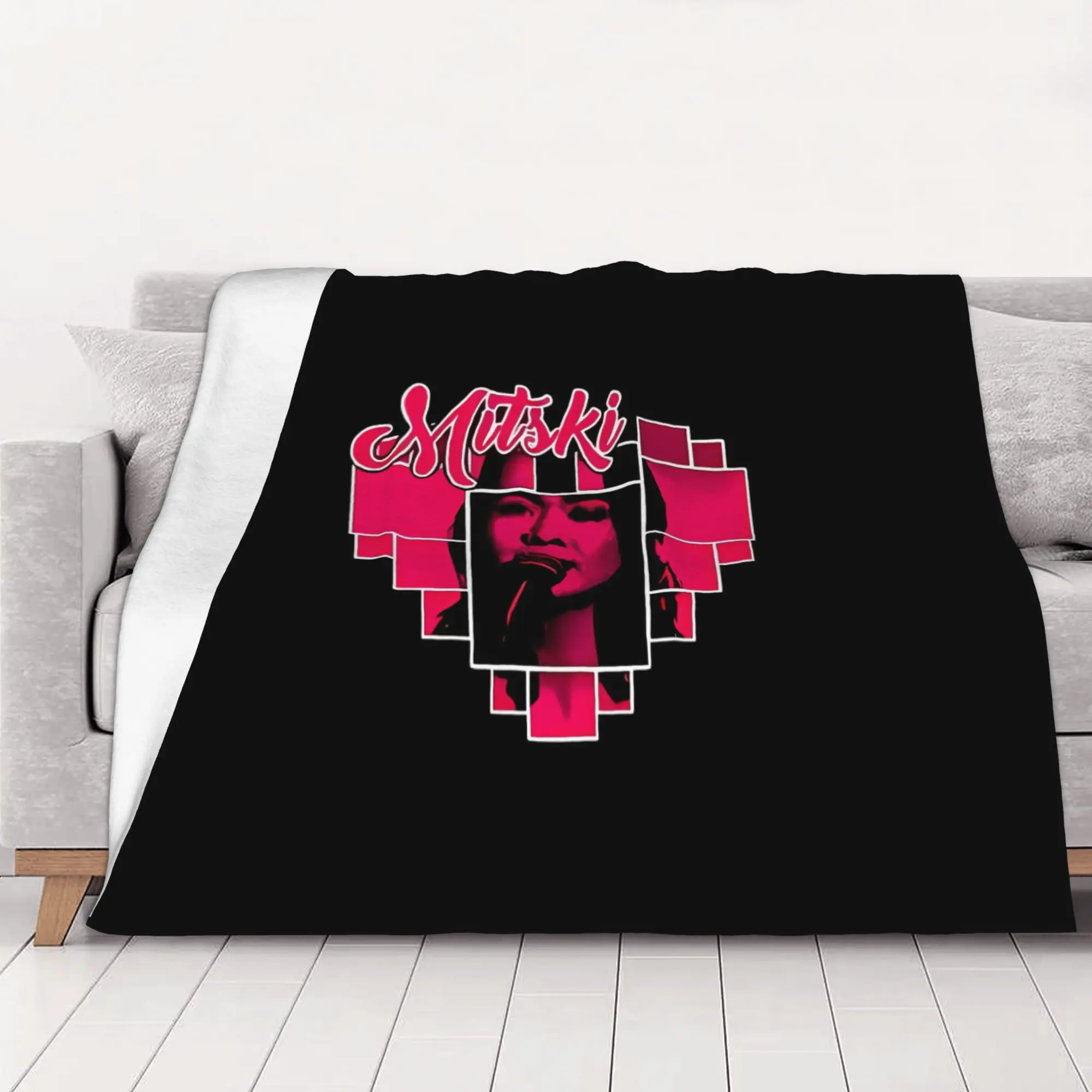 1PC Love Mitski Music Mitski home room decorations Winter Blankets for Adults Bedding Home Interior Sofa Knee