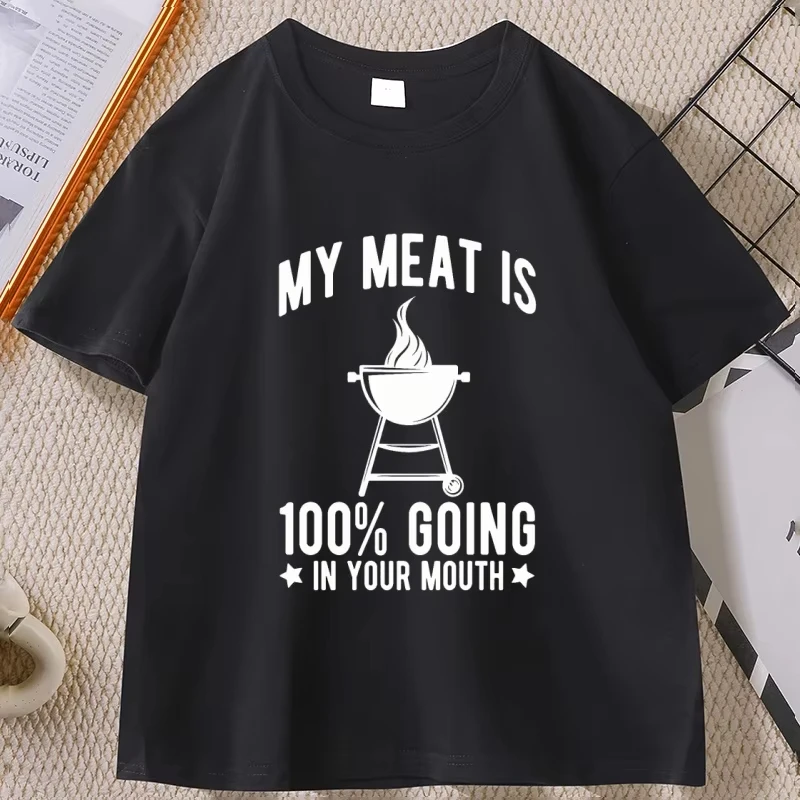 

Men's Tshirt My Meat Enters Your Mouth Funny Cotton Short Sleeve T-Shirt Golf Tshirt for Men and Women Loose Streetwear Clothes