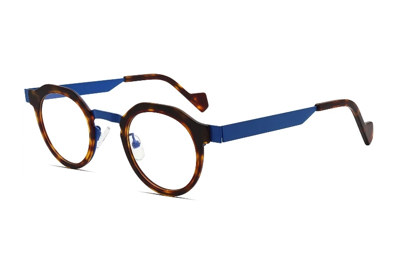 Retro Hochwertige Acetat-Brillen, handgefertigt in Japan, mit einem runden, modischen Rahmen, Unisex-Designer-Markenbrille. – Detail 15
