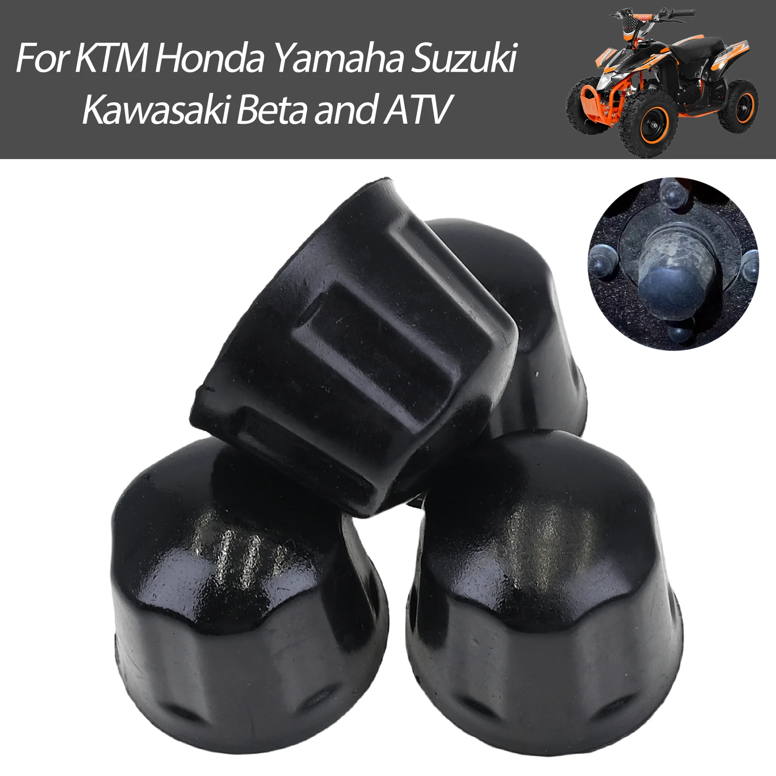 4 Pack Universal Rubber Wheel Rim Axle Dust Protective Cap Fit 50-125cc ATV Quad Go Kart Off-Road Vehicle Replacement Parts