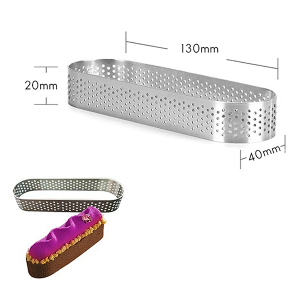 15Pcs Oval Tartlet Molds Perforated Tart Molds for Baking Stainless Steel Round Form Ring for Tart Mousse Pies Quiche