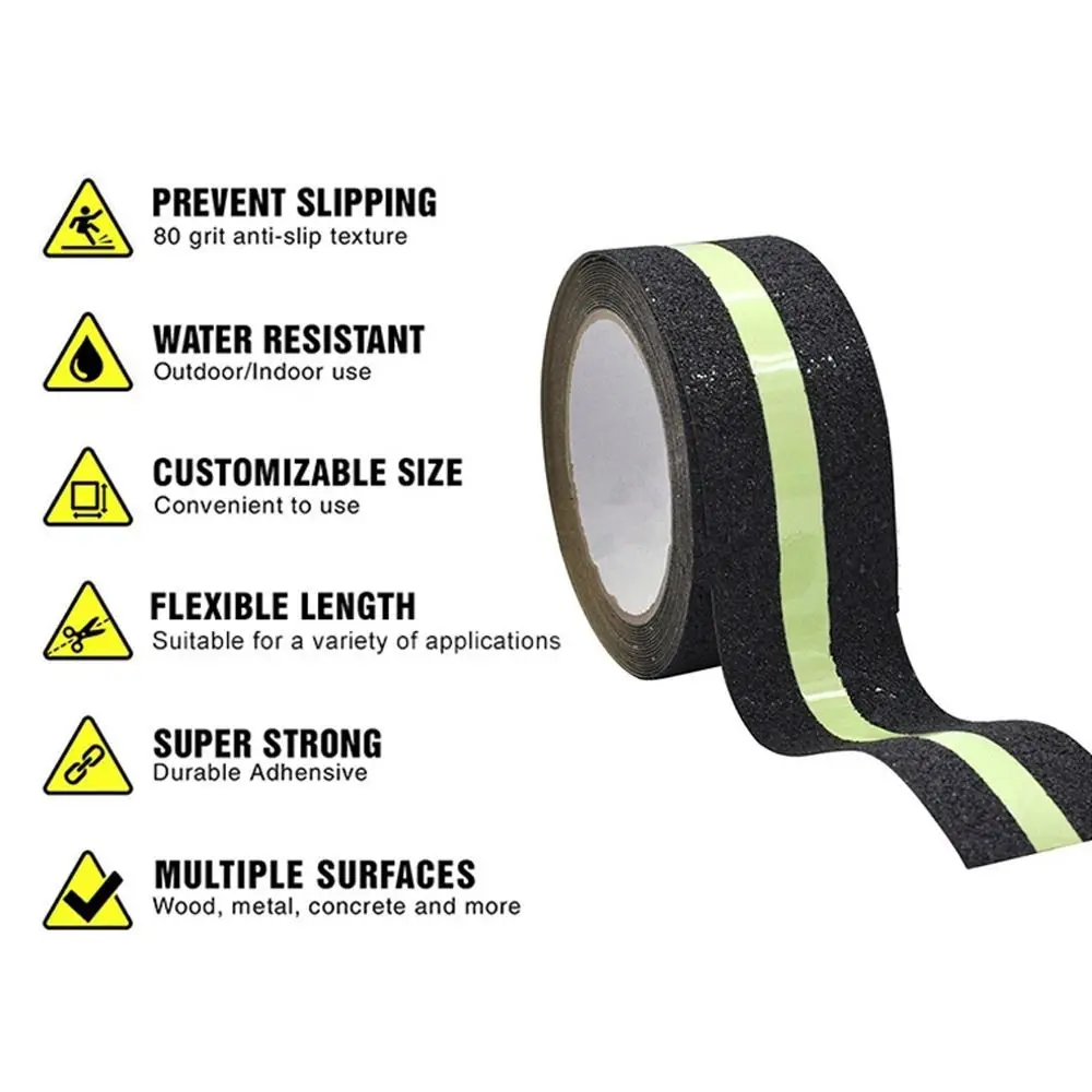 1or 2 Rolls Glow-In-Dark Anti-Slip Traction Tape - Durable Friction Adhesive For Stair Treads & Steps, Ensures Enhanced Safety