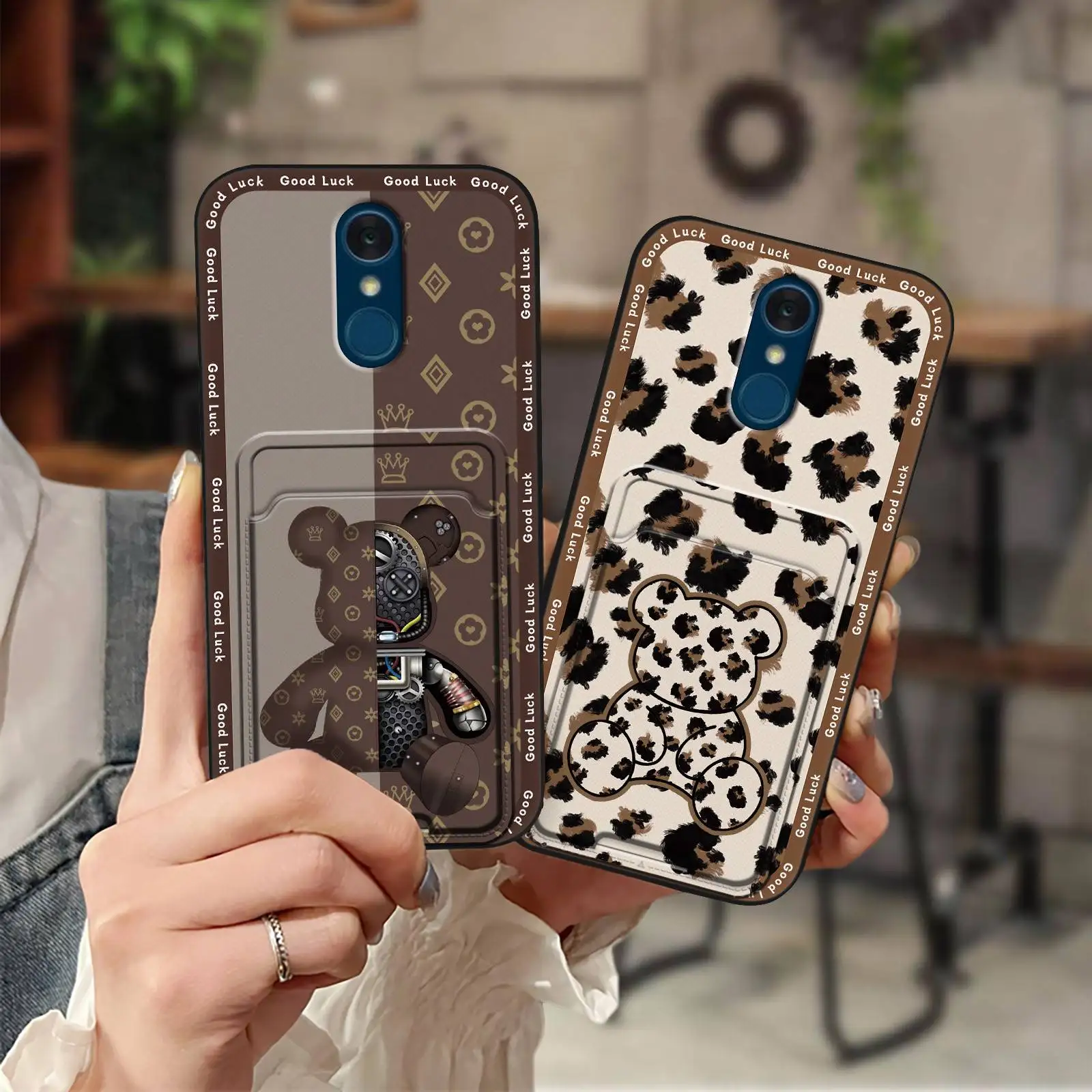 Anti-dust Fashion Design Phone Case For LG Q7/Q7Plus/Q7A/Style L-03K-JP Card slot Dirt-resistant Soft case Cover Cute TPU