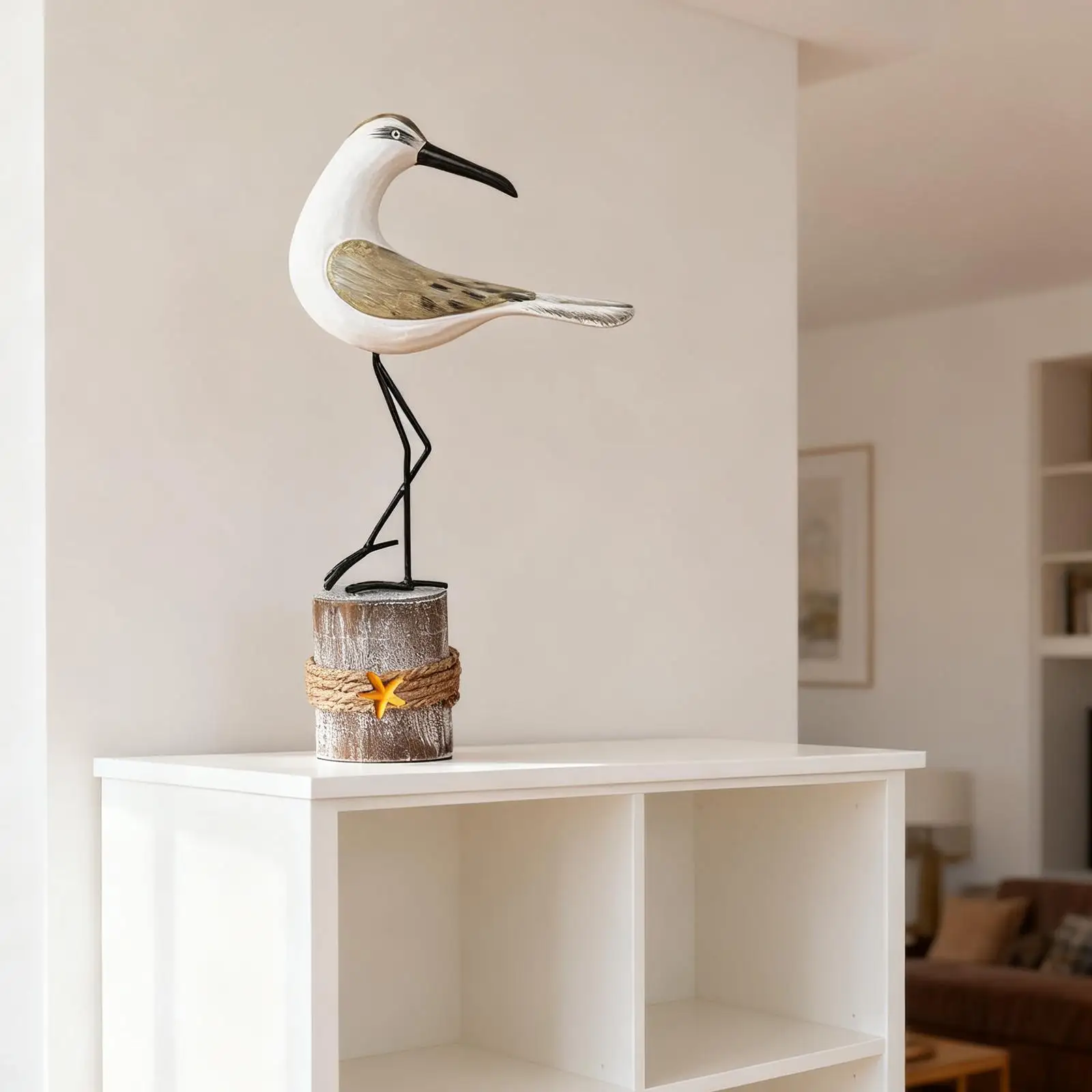 Seagull Figurine Nautical Gift Creative Sculpture Mediterranean Design for Balcony Dining Room Desktop Beach