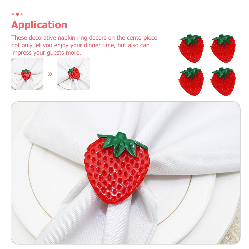

4Pcs Napkin Ring Adorn Fruit Shape Delicate Party Clasps Compact Size Easy to Use Impressive Guest Gift Napkin Buckles