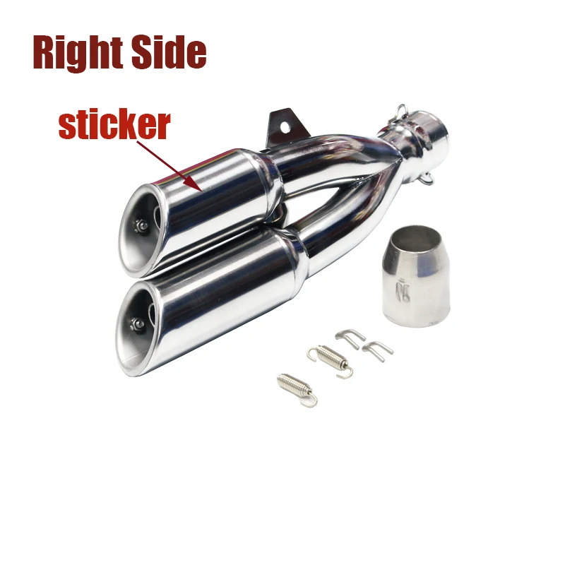 Universal Right and Left Motorcycle Double Hole Exhaust Pipe Moto Motorbike Muffler Escape For Ninja 250 R1 R3 R25 Benelli 502C