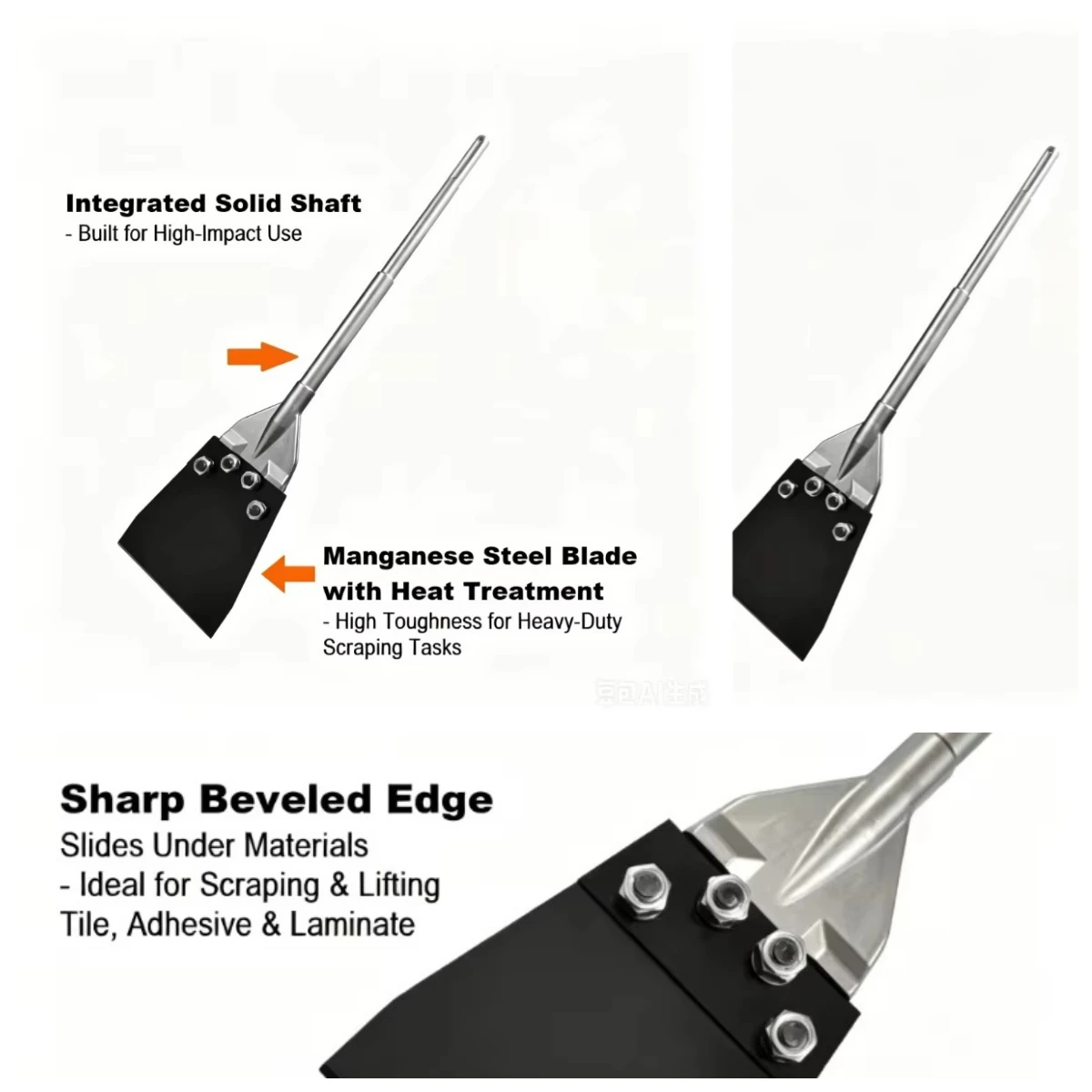 6 Inch Wide Alloy Steel Blade Floor Scraper Chisel Heavy Duty Tile Adhesive Paint Stripper Rotary Hammer Removal Tool
