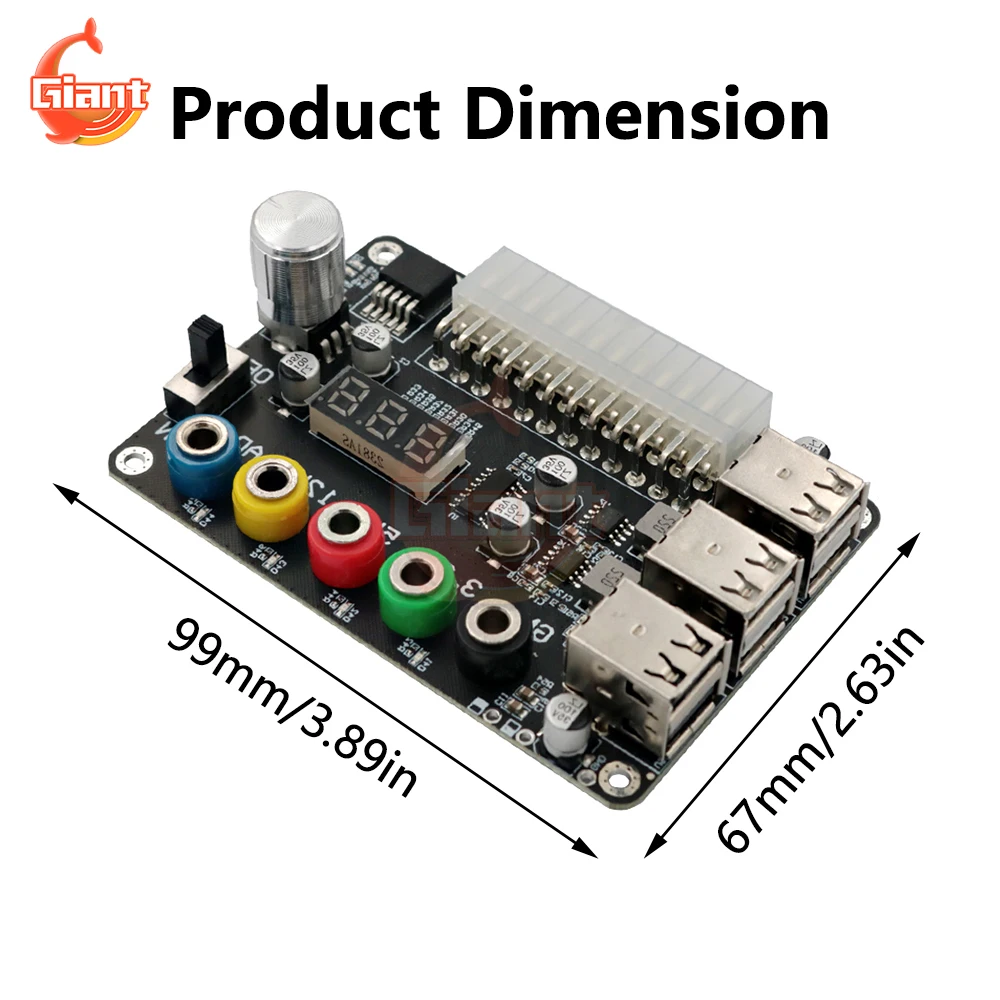 Imagem -05 - Atx Power Supply Breakout Board Adaptador de Alimentação Módulo Conector Tensão Ajustável Power Transfer Board 24pin Usb 2.0