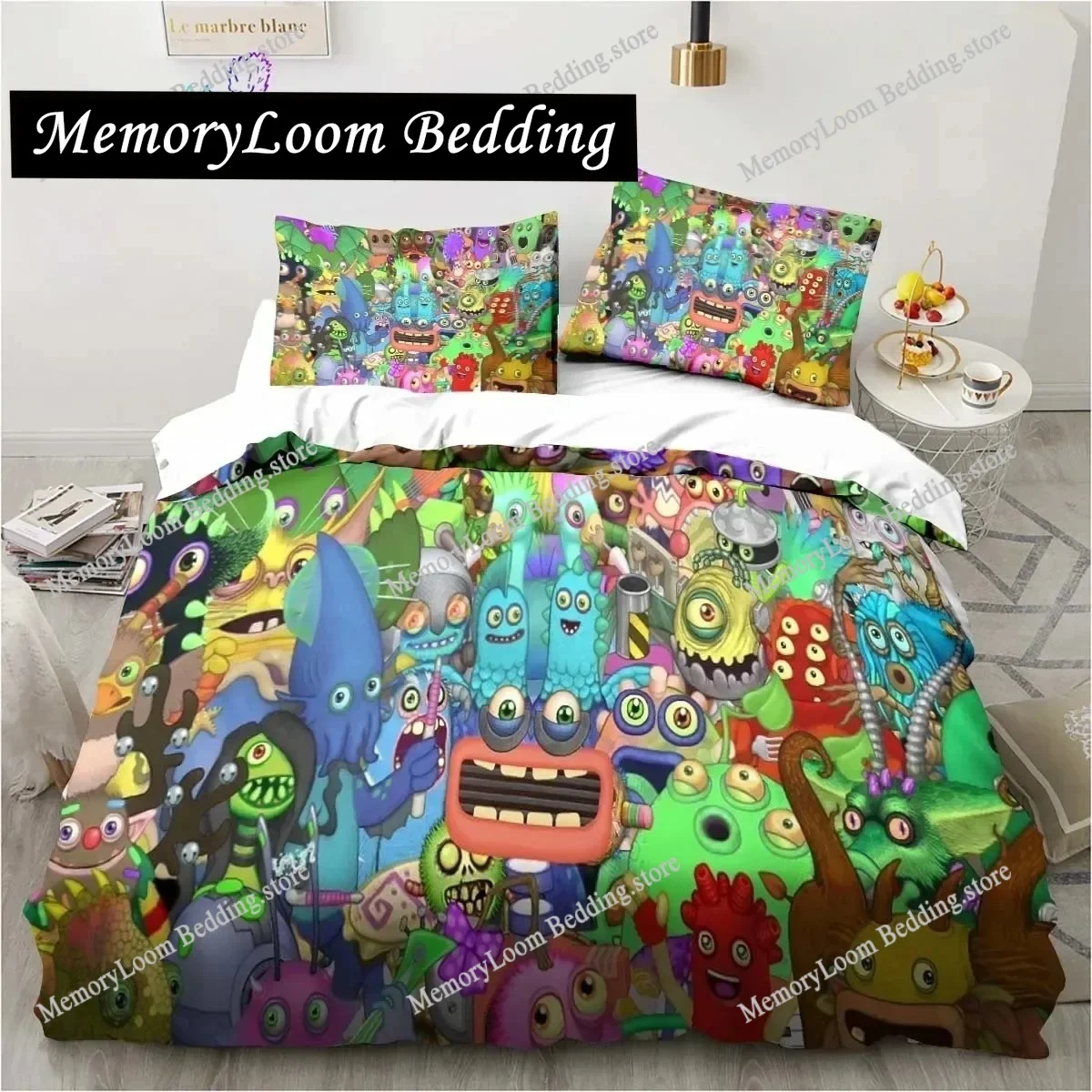 

My Singing Monsters Video Game Cartoon Bedding Set Single Twin Full Queen King Size Bed Set Adult Kid Bedroom Bedding Gift