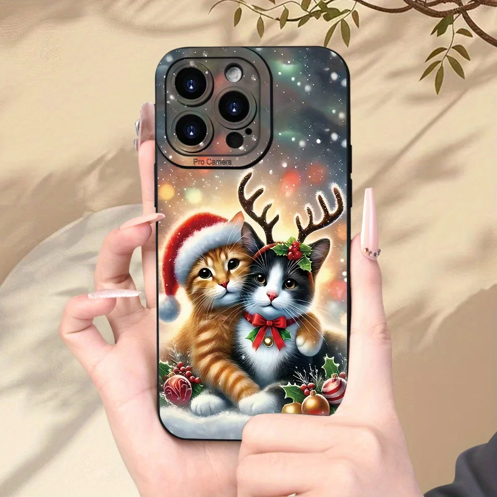 Weihnachts-Glückskatzen-Elfen-Muster-Hülle für Samsung Galaxy S23 S25 S24 Ultra S22 S21 FE Plus A54 A55 A53 A16 A35 A34 A33 A15 Funda – Detail 3