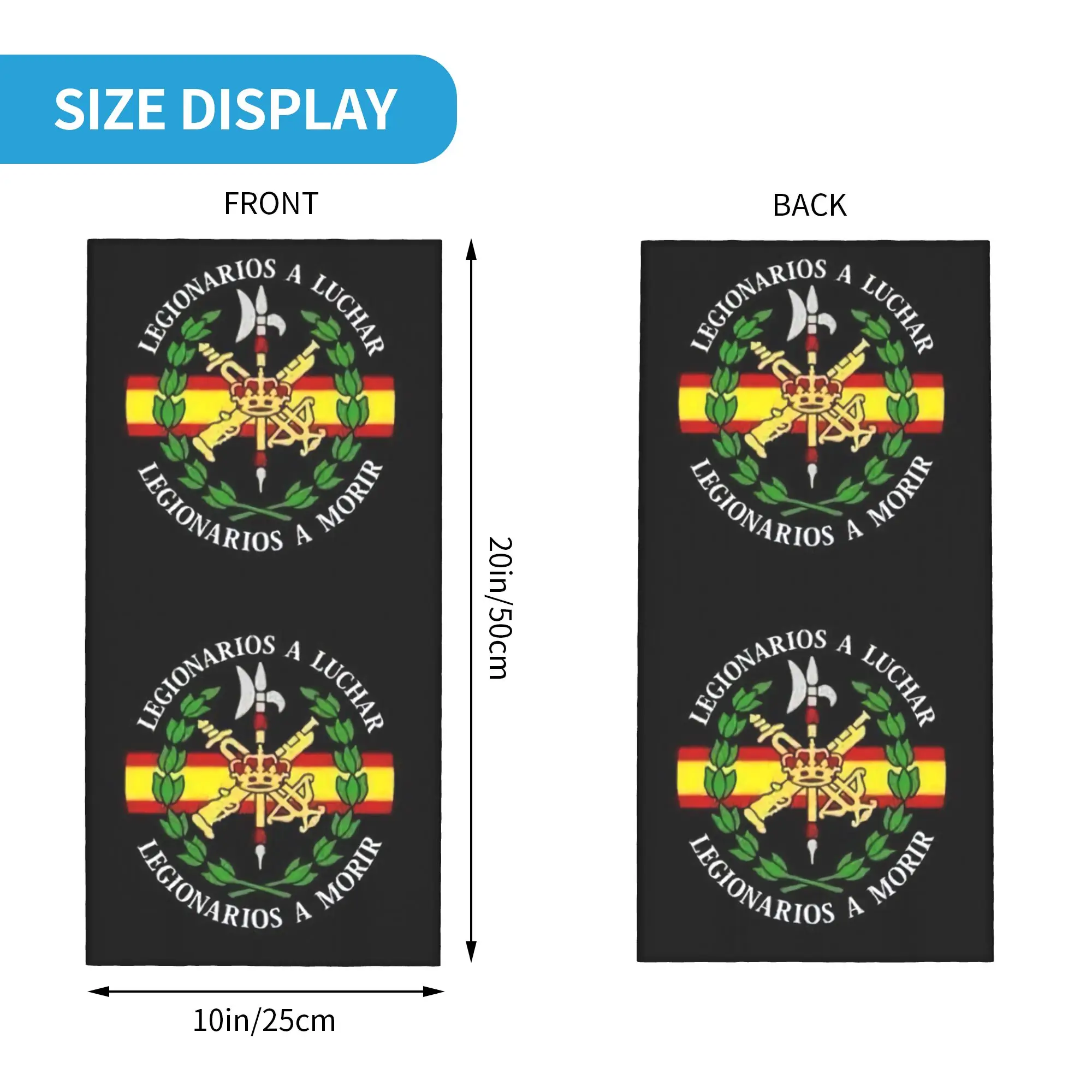 Custom Spanish Legion Bandana Neck Gaiter Windproof Face Scarf Cover Women Men Coat of Arms of Spain Headwear Tube Balaclava