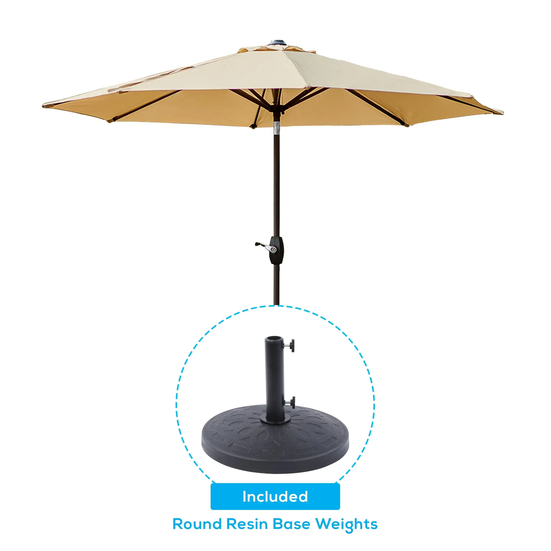 

Beige Solid Round Patio Umbrella, UV Protection for Outdoor Use