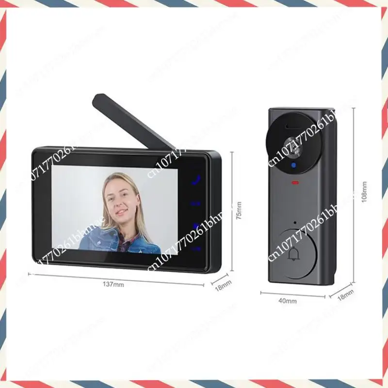 -A21Z Timbre de vídeo inalámbrico IPS de 4,3 pulgadas con visión nocturna infrarroja para vigilancia del hogar, compatible con Wi-Fi 2,4G